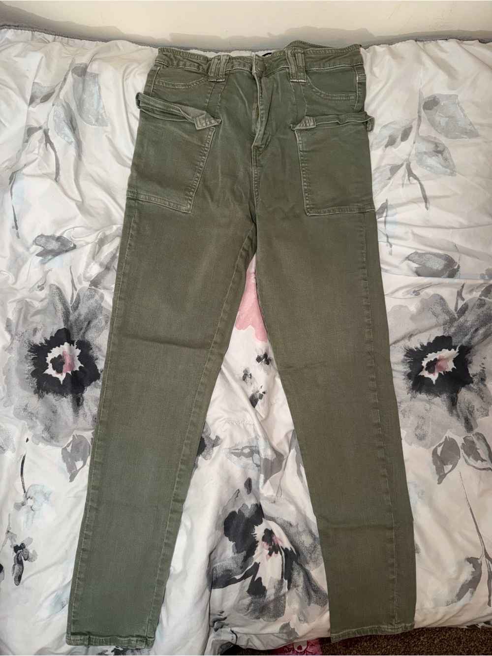 Fashion Nova Olive Utility Skinny Cargo Jeans